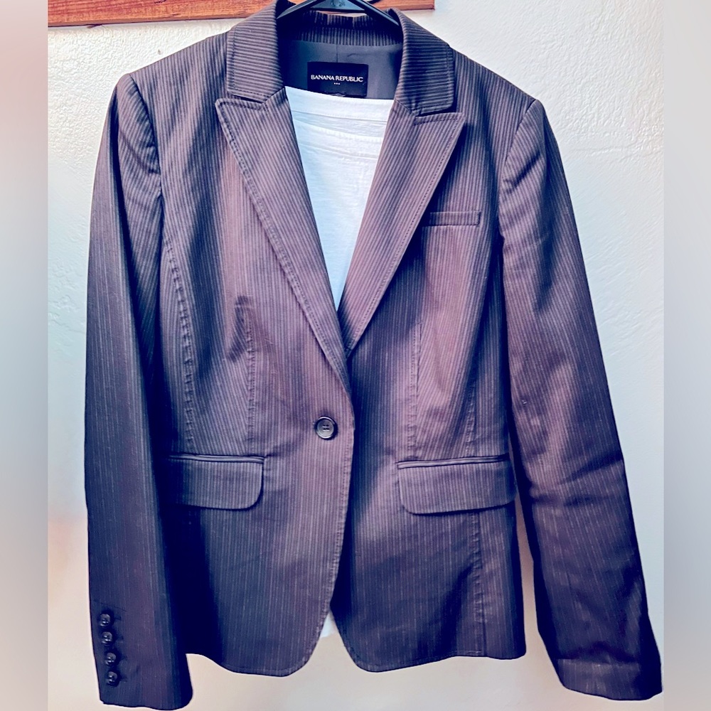 Banana Republic Gray Pinstripe Blazer Jacket Sz S